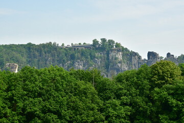 Fototapeta na wymiar Forest hills in saxon swizerland germany panoramic view