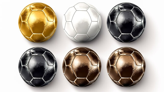 Soccer balls on a white background isolated, generative AI.