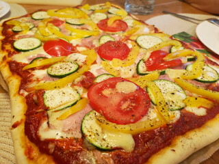 selfmade pizza with vegetables