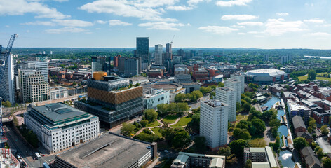 Aerial view of the library of Birmingham, Baskerville House, Centenary Square, Birmingham, West...