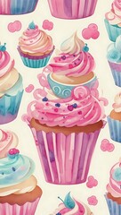 Cupcake Watercolor Background