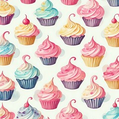 Cupcake Watercolor Background