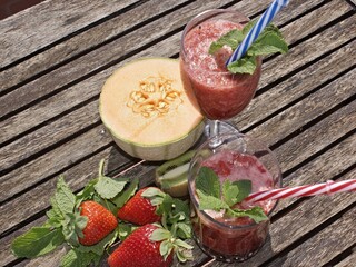 Fresh and healthy fruit Smoothie with decorative arrangement 