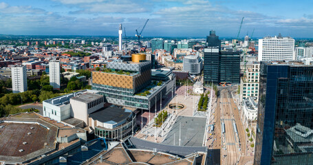 Aerial view of the library of Birmingham, Baskerville House, Centenary Square, Birmingham, West...