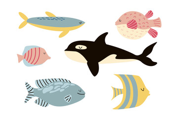 set of fishes. vector illustration