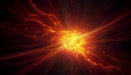 Fototapeta premium Futuristic galaxy explodes in bright, multi colored chaos of natural phenomenon generated by AI