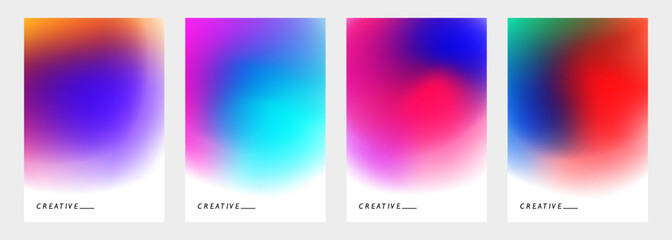 Set of vibrant blurred backgrounds with bright color gradients. Abstract graphic templates collection for brochure covers, posters and flyers. Vector illustration.