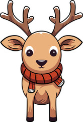 Cute reindeer cartoon minimal with outline