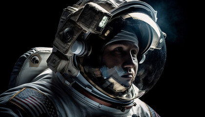 Future soldiers in protective gear pose for military portrait generated by AI