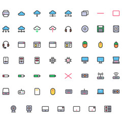 Vector of Computer and IT Icon Set Color. Perfect for user interface, new application.