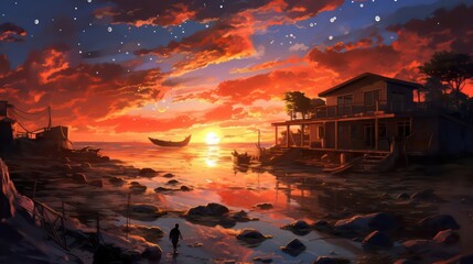 Sunset in the forest