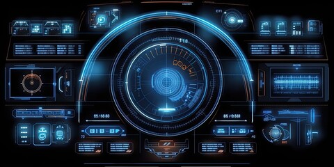 Fototapeta premium Futuristic HUD screen data hologram. Generative AI
