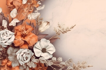 Ai generated illustration of vintage flowers background pattern