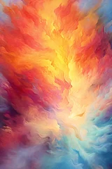 Poster Mélange de couleurs Flaming air background, in the style of decorative paintings, luminous quality Generative AI