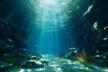 Fototapeta na wymiar Underwater, no water in sight. AI generative