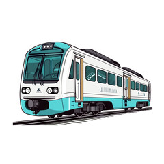 Fototapeta na wymiar Playful cartoon Railcar sticker Illustrations in minimalist detailed style