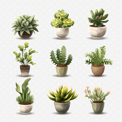 cactus in pots, generative ai
