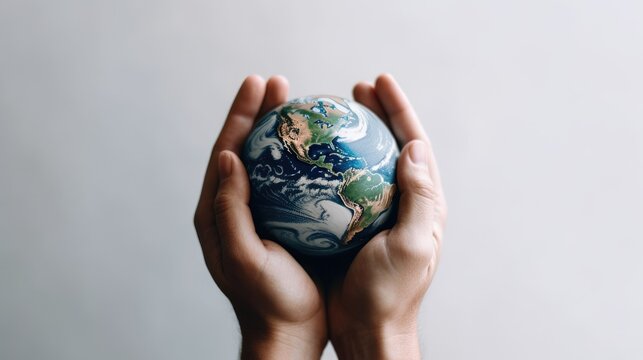 Holding the planet earth in the palm of your hands. Caring for mother earth. Earth Day. Environmentalism.