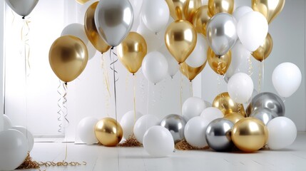 White and gold balloon on white background.