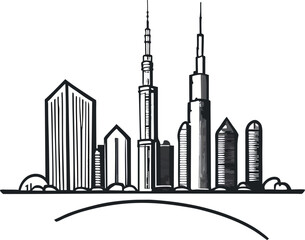 Obraz premium Line art city and tower