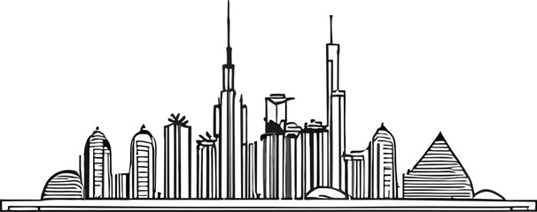 Obraz premium Line art city and tower