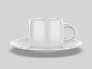 Cup plate blank template 3d illustration.