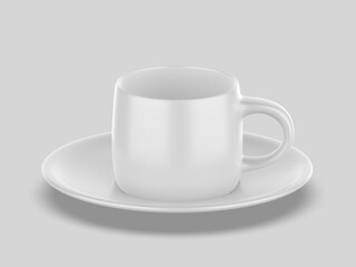 Cup plate blank template 3d illustration.