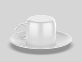 Cup plate blank template 3d illustration.