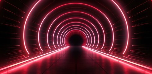 A tunnel of luminous red lines around