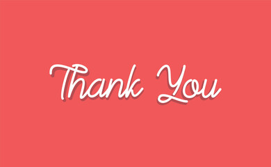Thank you lettering text with drop shadow. Hand drawn style thanking message. Cursive calligraphic vector.