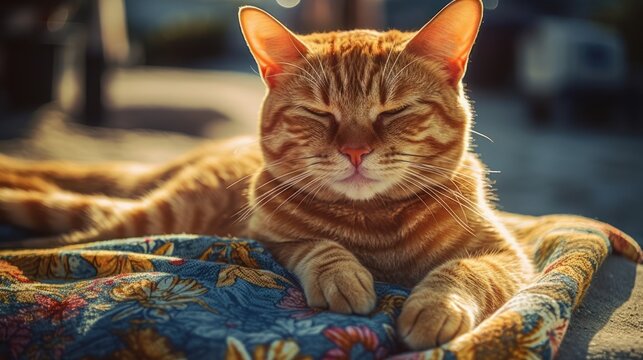 cat on the couch HD 8K wallpaper Stock Photographic Image