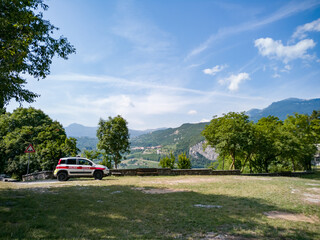police car in the mountains