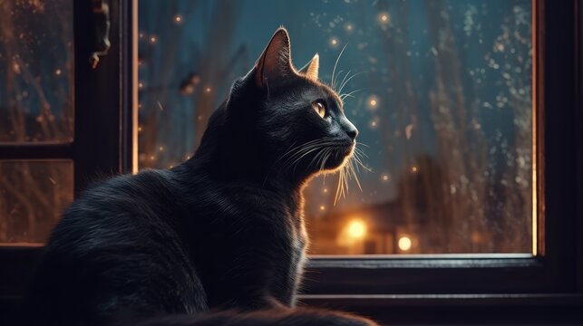 cat on the window HD 8K wallpaper Stock Photographic Image