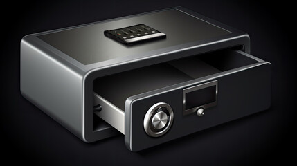 Obraz premium an open safe isolated on black background. Generative AI