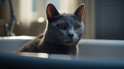 cat on the table HD 8K wallpaper Stock Photographic Image
