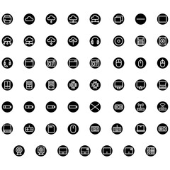 Vector of Computer and IT Icon Set Round. Perfect for user interface, new application.