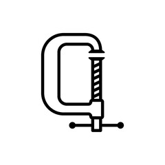 Clamp vector icon. Clamping accessories for working with wood, metal.