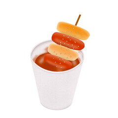 Korean street food , delicious food with transparent background 