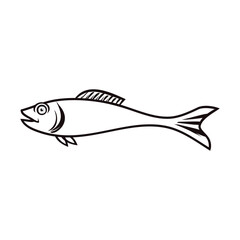Bass fish vector line art design for icon and logo