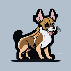 Realistic Cute Chihuahua Vector Logo Icon Sports Mascot flat vector illustration