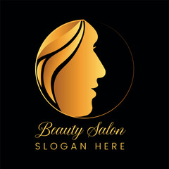 Luxury beauty salon golden logo design template