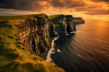 Fototapeta Stunning landscapes in Cliffs of Moher Ireland, Generative AI obraz