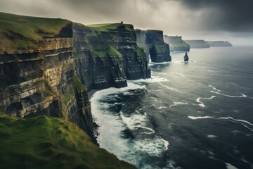 Stunning landscapes in Cliffs of Moher Ireland, Generative AI