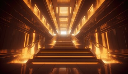 Gold background with stairs
