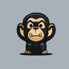 Realistic Cute Chimpanzee Vector Logo Icon Sports Mascot flat vector illustration