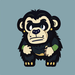 Realistic Cute Chimpanzee Vector Logo Icon Sports Mascot flat vector illustration