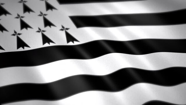 Waving Brittany flag for background. 3D animated illustration