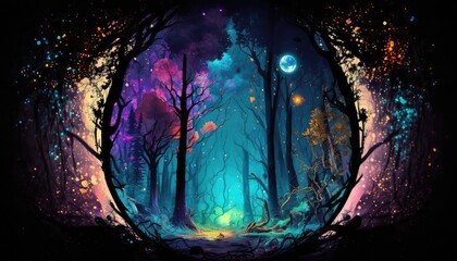 beautiful dark space forest landscape for glimpse of the cosmos generative ai