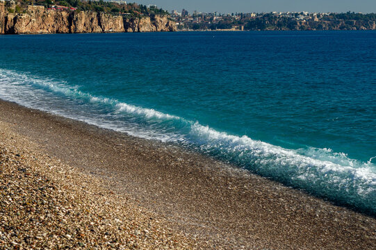 Sea waves on a sand beach