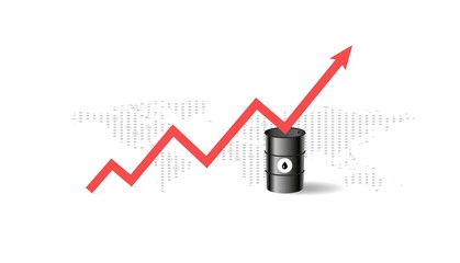 Gasoline Fuel Gas Petrols Oil Stock Value Market Demand Price Hike Rise Increase Up Skyrocket With Graph Chart Diagram Illustration.
